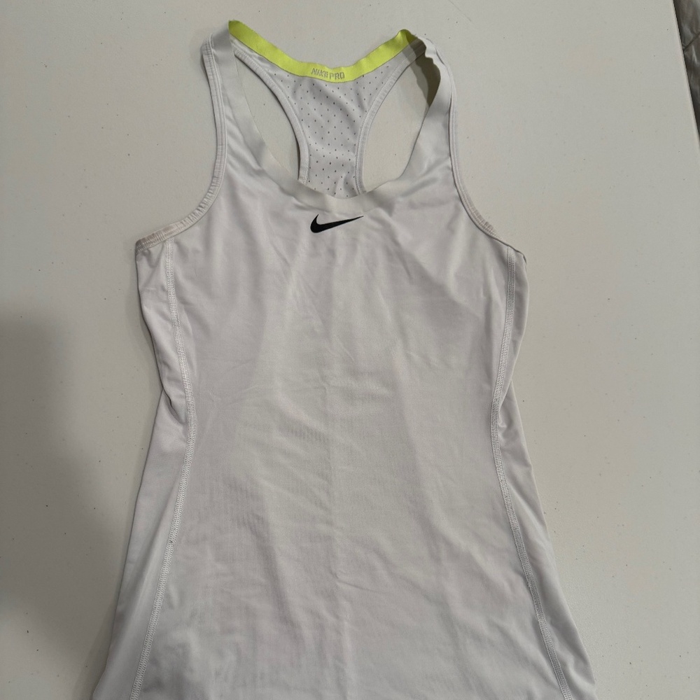 White NikePro Tank Top - Small